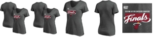 Fanatics Women's Heathered Charcoal Miami Heat 2020 Eastern Conference Champions Locker Room V-Neck T-shirt